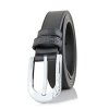 圣大保罗男士黑色牛皮针扣腰带WKH12-03531F