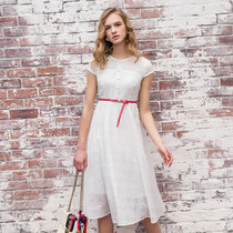 优雅气质欧美短袖时尚修身连衣裙(白色 XL)