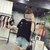 葩葩乐奇2017棉质夏季新款口袋短袖T恤女rihan7017(黑色 L)第4张高清大图