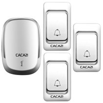 CACAZI卡佳斯 无线门铃 K01-DC 三拖一 不用电源 直流用电池 遥控 电子家用 呼叫器 便携带 老人呼叫器(银色)