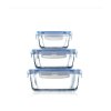 乐美雅Luminarc保鲜盒 纯净全钢化玻璃密封保鲜盒长方形三件套