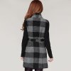 OSA2013春季新款女装含16.1%羊毛格纹大衣D23872 黑色 M