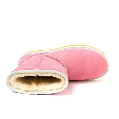 OLENSAR欧伦莎 2013冬季新款牛皮雪地靴 甜美色保暖中筒靴 时尚防滑防水(粉白色 39)
