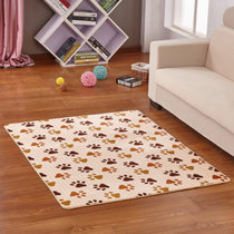 珊瑚绒地毯 卧室客厅茶几地毯垫加厚床边毯 吸水防滑地毯(1米x2米）(童趣脚丫 1米x2米)
