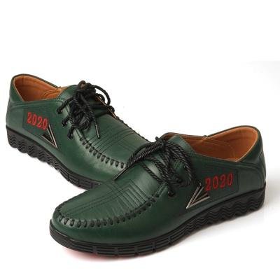 泰马 春季英伦休闲鞋 韩版潮流橡胶底拼接韩版男单鞋 皮鞋M1239(绿色 39)