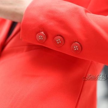 苏醒的乐园   2013夏装新款新品 女装OL通勤修身西装外套SU021(橘红色 M)