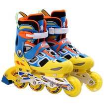 美洲狮（COUGAR）儿童轮滑鞋MS835LSG直排溜冰鞋可调男女成年成人初学旱冰鞋(蓝黄 L码38-41码可调)
