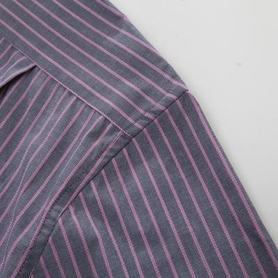 马罗威利夏季新款男士短袖条纹衬衫男装涤棉抗皱商务休闲衬衣(灰色 170)