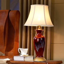 美式乡村陶瓷台灯温馨卧室床头灯客厅书房酒店样板房台灯欧式奢华(红色)