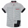 斯帕乐SIPPARO纯棉英伦条纹时尚休闲短袖衬衫3212(灰色 XXL)