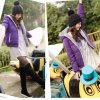 莎莱茜 女装秋冬韩版时尚紫色格子内外两穿短款带帽棉衣XY03045(M)