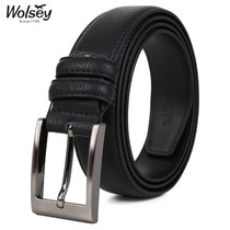 Wolsey金狐狸男士针扣牛皮皮带WF666-5黑色(黑色 均码)