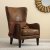 【百伽】美式经典 麂皮绒布艺 客厅单人沙发椅 怀旧休闲椅 棕色第2张高清大图