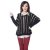 索晴韩版新款女装时尚性感镂空竖条纹透视圆领长袖针织毛衣蝙(米色 均码)第2张高清大图