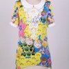 EVEI2013夏装新款韩版蘑菇街潮女中长款碎花显瘦雪纺衫短袖上衣320998(黄色 M)