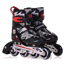 美洲狮（COUGAR）溜冰鞋可调儿童成年成人直排轮滑鞋835L男女旱冰鞋(黑白 L码38-41码可调)