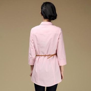伊甸基因 2012新款时尚女装气质职业修身七分袖衬衫 EA120004 粉色 M