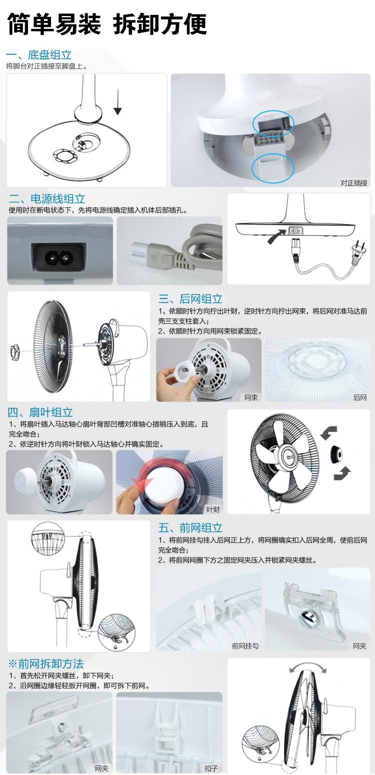 艾美特落地扇配件名称图片