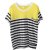 莎莱茜 新款拼接短袖条纹T恤 修身莫代尔韩版T恤 蝙蝠袖T恤 女XY08343(黄色)第5张高清大图
