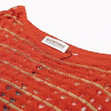 波特唐（BOTETANG）2012新款秋季显瘦中袖套头镂空针织衫YC8903橙色